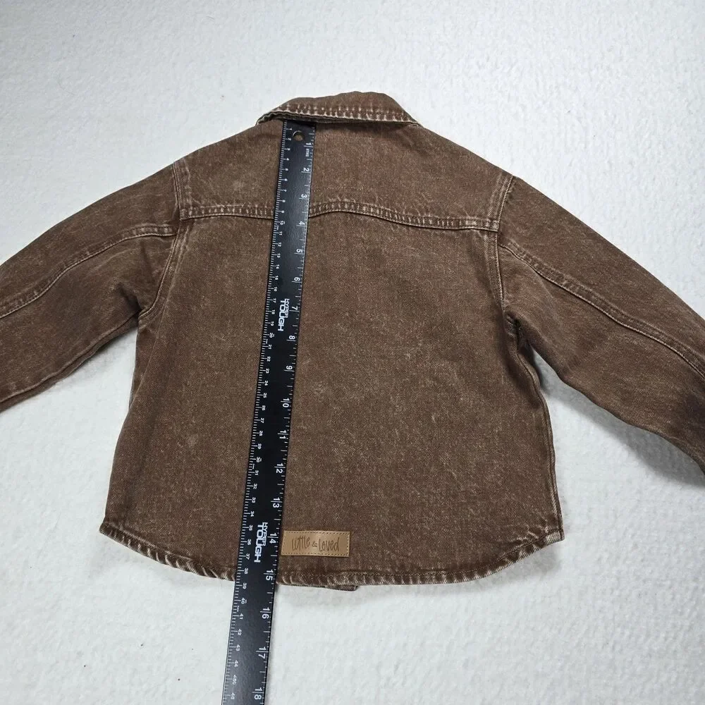 Little & Loved Brown Soft Denim Shacket Jacket Snap Button Up 2T